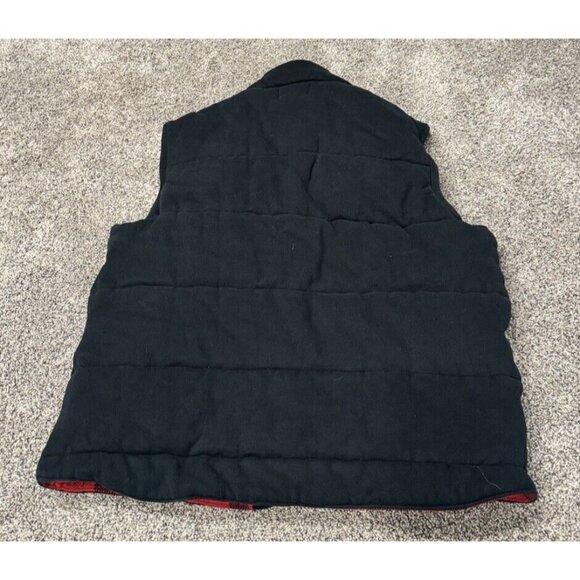 Polo Ralph Lauren Vest Quilted Plaid Lining Men XL Black Red Plaid Snap - Picture 2 of 6